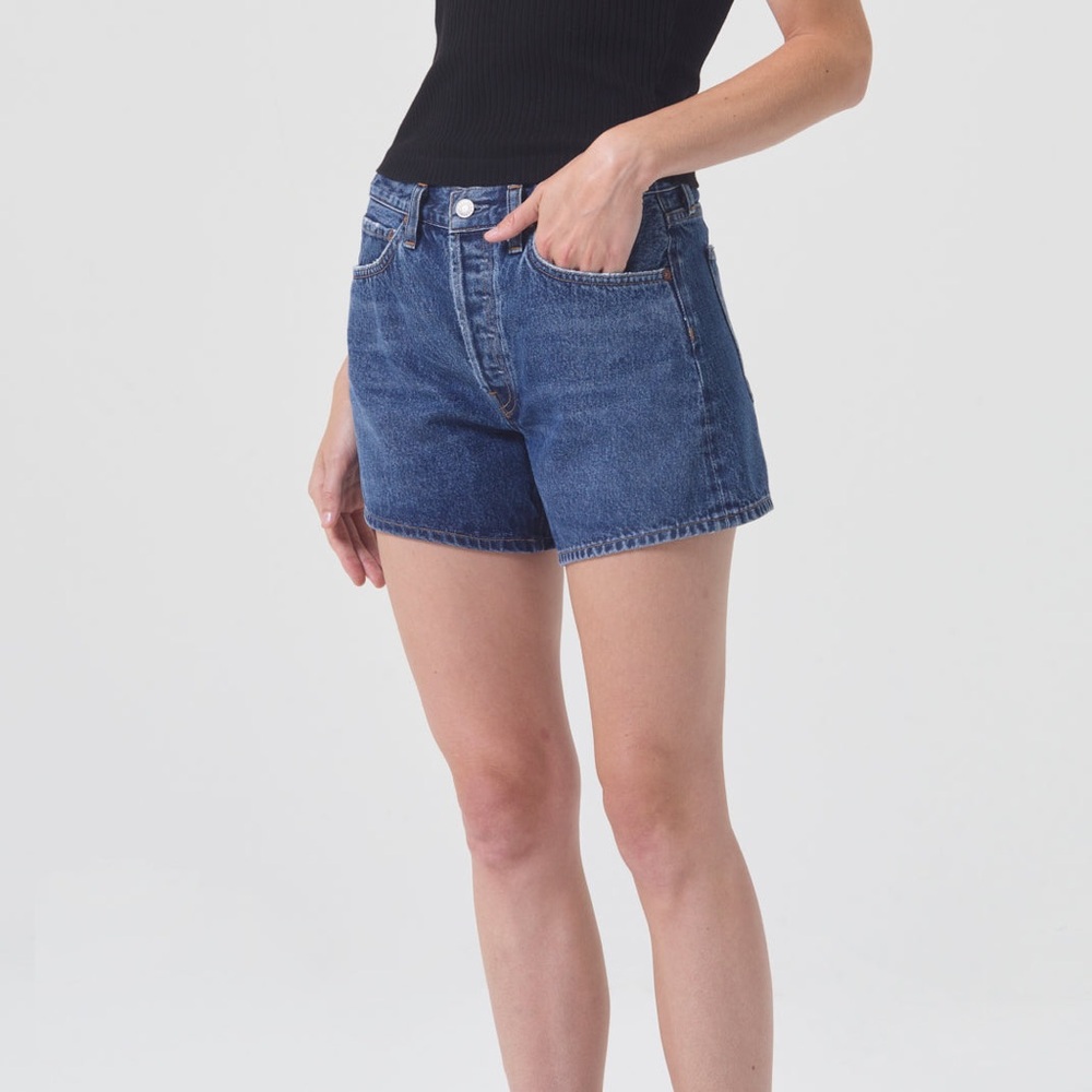 Agolde Parker Long short Dark Blue Denim Jean Shorts - Picture 4 of 5